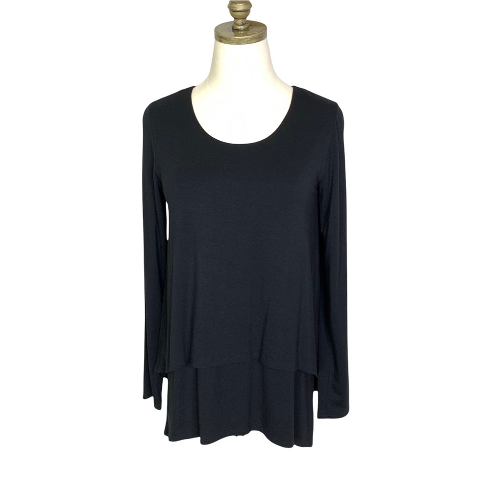 Soft Surroundings Black Ponte Knit Pullover Top XS 2677